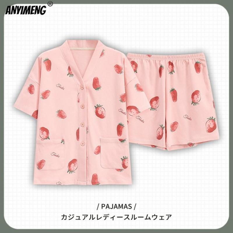 Summer Bear Shorts for Women Kimono Fashion Cardigan Short Sleeve Pajamas Set for Woman Lady Casual Loungewear Girl Plus Size Pj