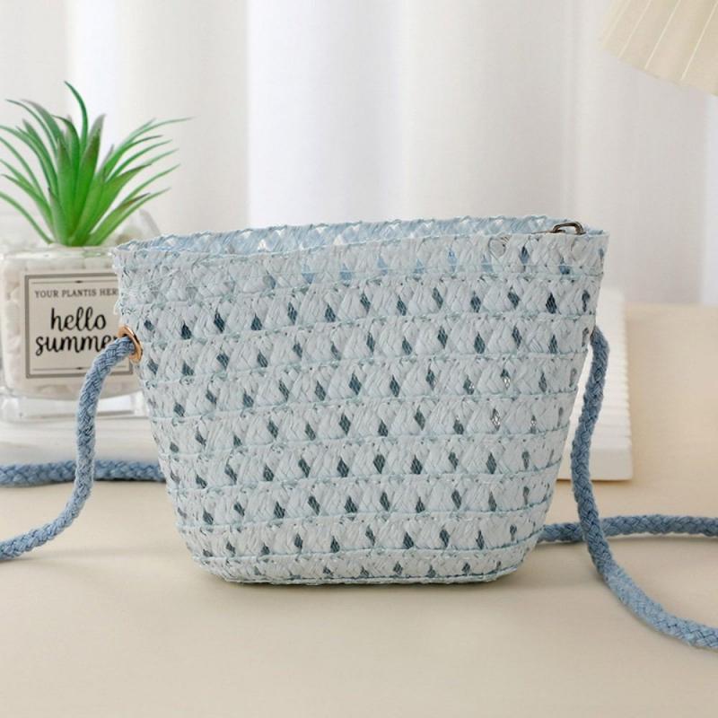 Rattan Woven Straw Bag Coin Purse Handmade Shell Shape Shoulder Bags Straw Handbag Women Girl