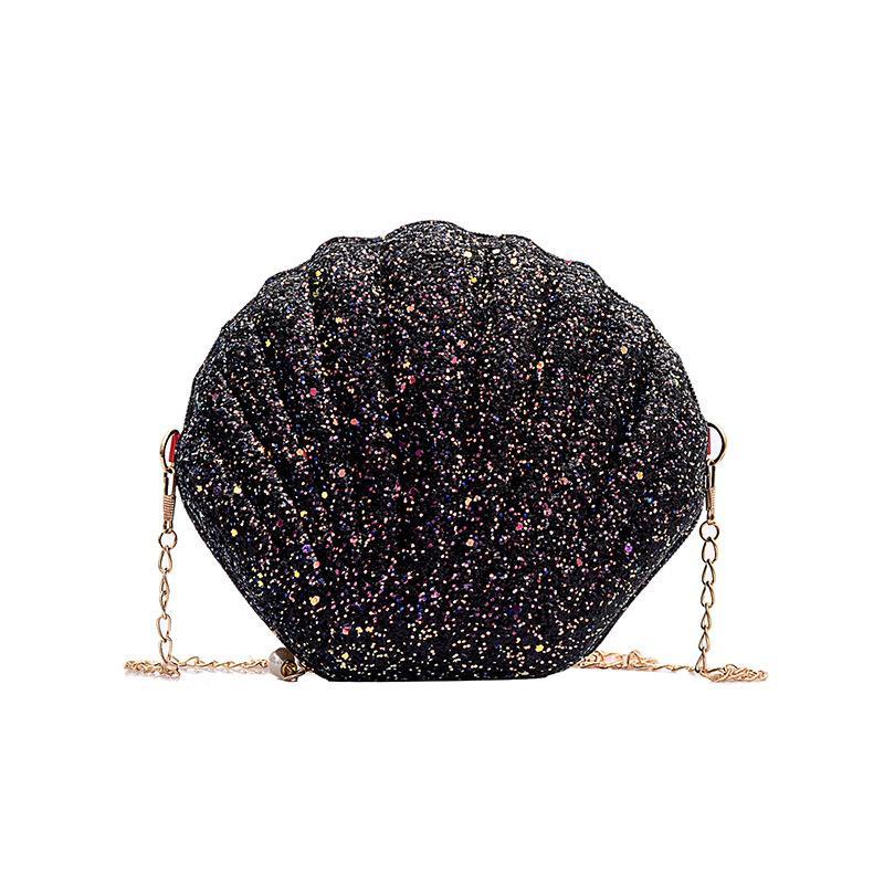 Women Shoulder Handbags Shell Bag Chain Cute Sequins Small Bag Phone Money Pouch Zipper Crossbody Bags for Women Bolsa Feminina