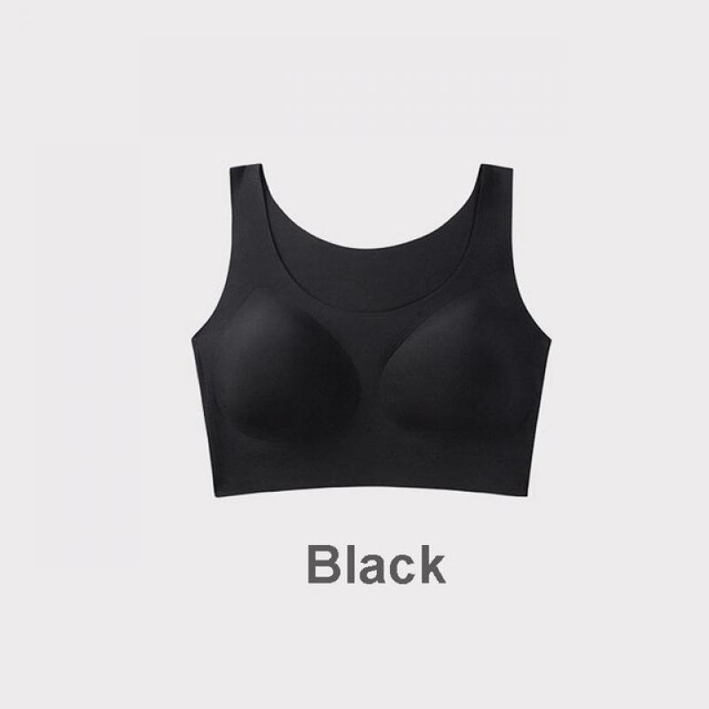 Sports Seamless Women's No Steel Ring Brassiere Solid Widened Shoulder Strap Vest Thin Section Comfortable Ice Silk Underwear