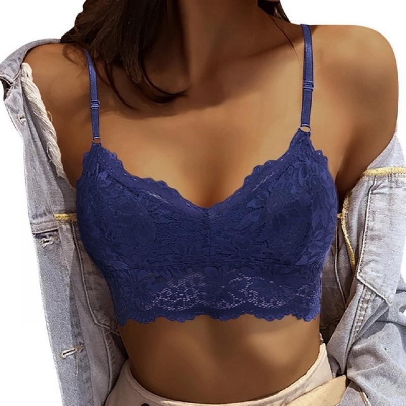 Women Sexy Lace Bras Top Comfortable Bralette Solid Color Sexy Underwear Vest Female Hollow Out Wireless Lingerie Seamless Bra