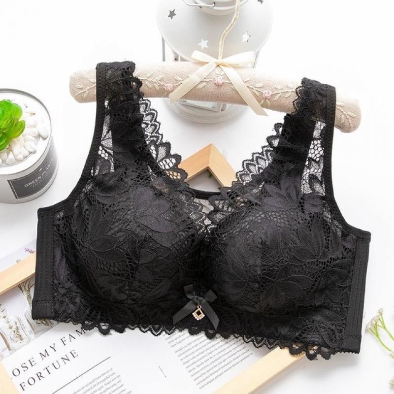 Woman Bra Sexy Lace Bralette One-pieces Unwired Bra Female Underwear Wireless Floral Transparent Lace Lingerie B C D Cup