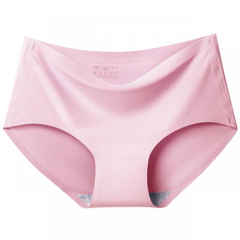 10PCS Women's Panties Solid Seamless Underwear Plus Size Comfortable Briefs Silk Satin Lingerie Health  trackless UnderpantsIce