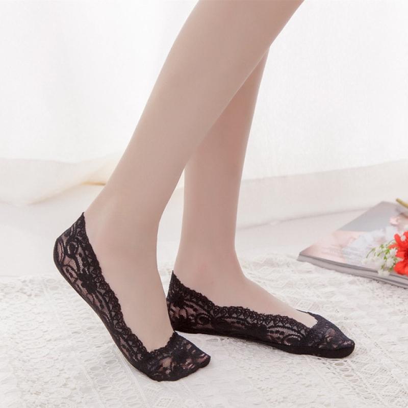 5 Pairs Invisible Boat Socks Women Summer No Trace Silicone Non-Slip Socks for High Heels Shoes Ice Silk Thin Slippers Sock