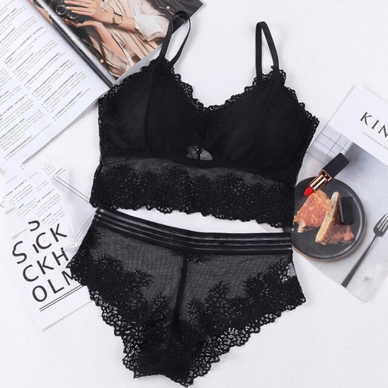 Sexy Lingerie For Woman Set Lace Black Transparent Women Underwear Push Up Bra Briefs Set Sensual Sex Erotic Costumes Lenceria