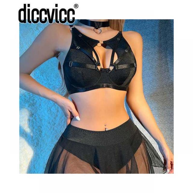 Diccvicc Fancy Female Lingerie Cut Out Bra Transparent Lace Skirt Panty Women Sexy Underwear Sensual Matching Set Exotic Outfit