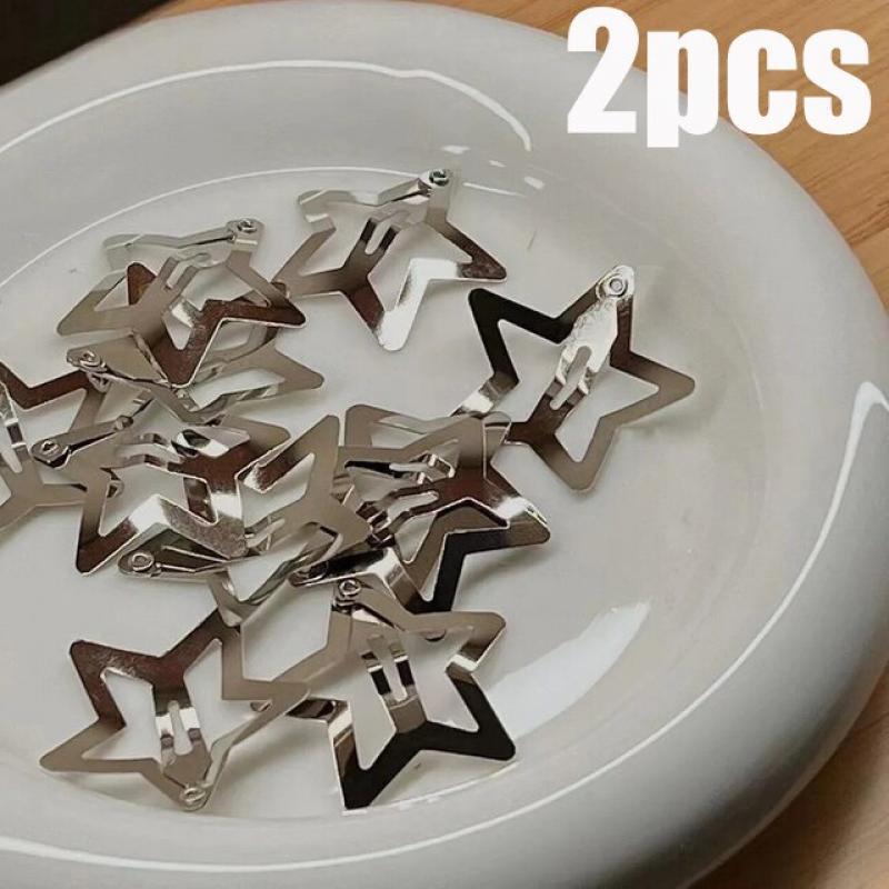 10Pcs Y2K Punk Silver Star Hair Clip Hair Metal Snap Clip Hairpins Barrettes for Girls Kids Boutique Hair Accessories Headwear