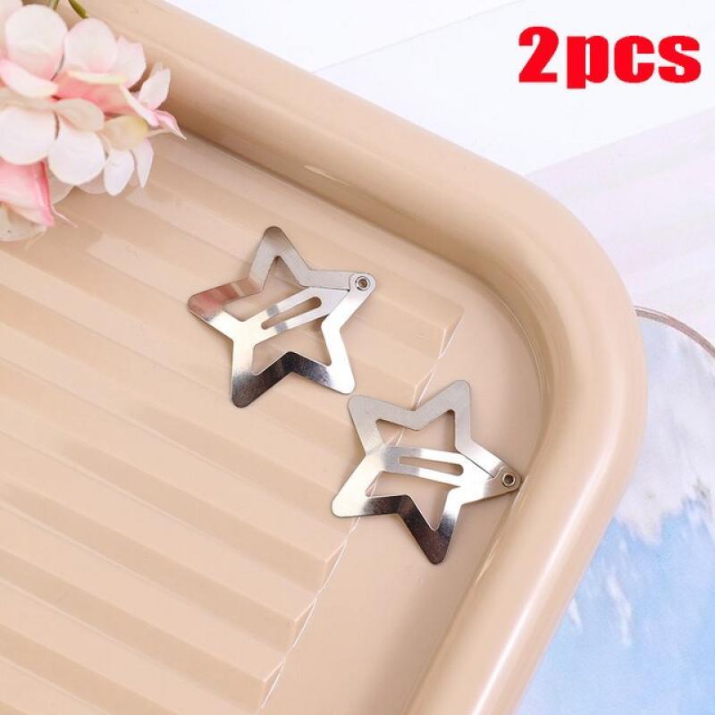 24Pcs Y2K Silver Stars Hair Clips Hairpins Korean Cute Leather Star Barrette Hair Clip Fashion Hairpin Girl Headwear Accessoires