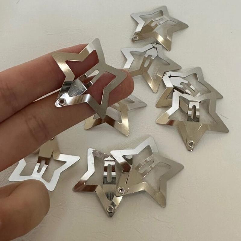 50pcs Sliver Star BB Hair Clips for Girls Metal Snap Simple Hairpins Barrettes Wmen Clip Headwear Styling Tools Hair Accessories