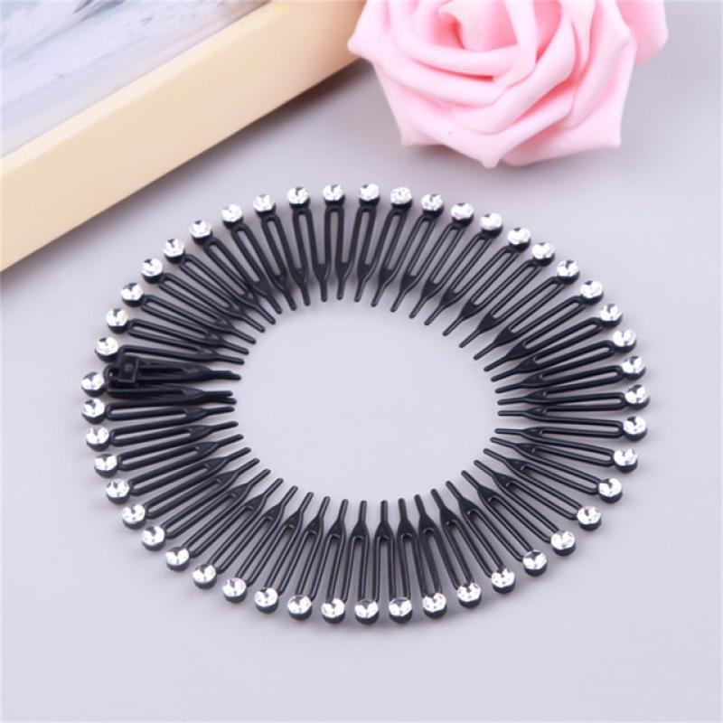 Fashion Stretch Rhinestone Hairband For Women Plastic Flexible Circle Headband Wavy Hair Hoop Face Wash Fixed Hair Accessories