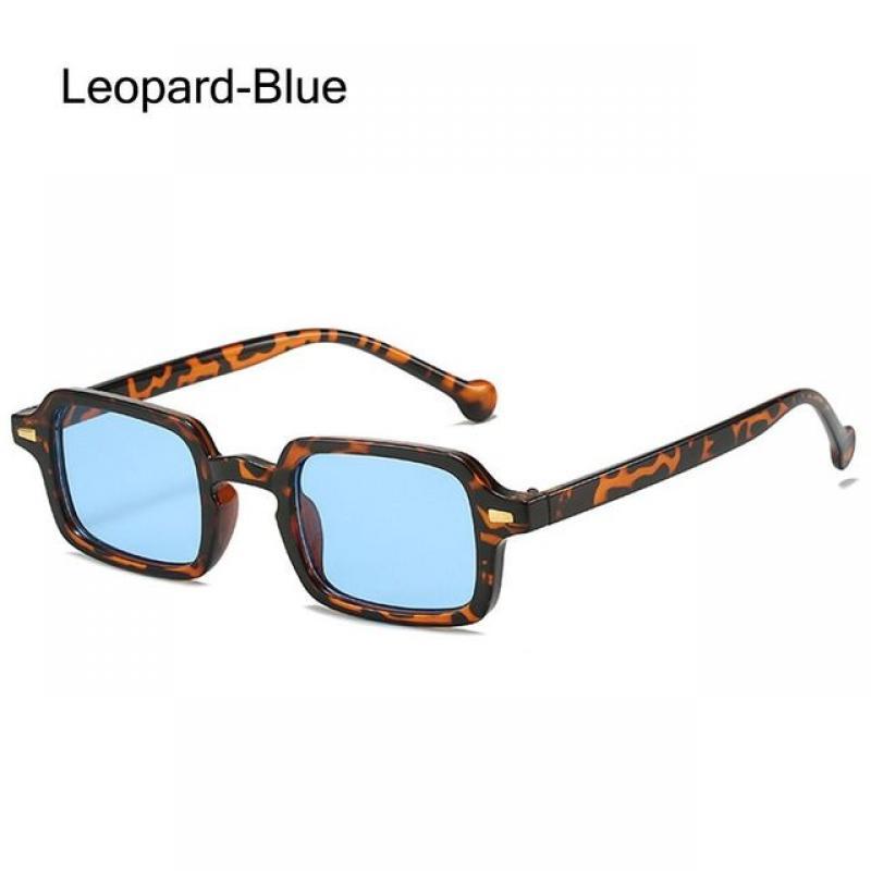 Fashion Leopard Blue Gradient Eyewear Women Shades Men Sun Glasses Square Sunglasses Rivets Decoration