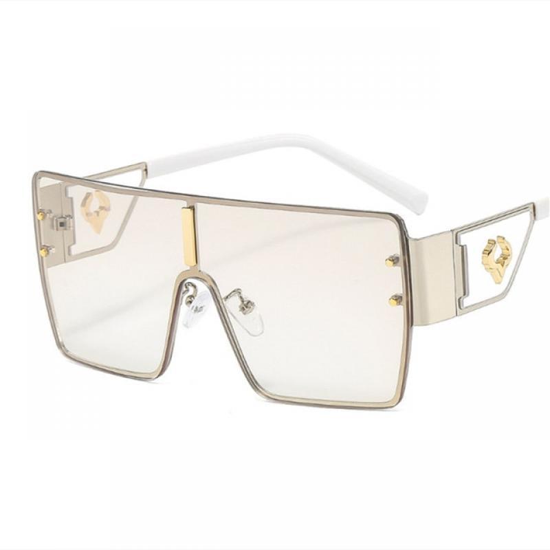 Vintage Punk Oversized Sunglasses Men'S Designer Driving Glasses Women'S Luxury Retro Square Metal Frame UV400 Eyewear