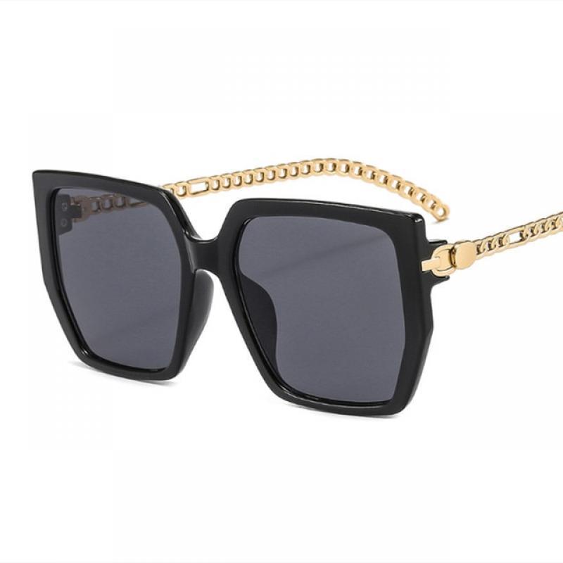 Colorblock Square Sunglasses Chain Frame Women  Men Designer  Luxury Feminine Fashion Oversized Vintage Eyeglasses UV400