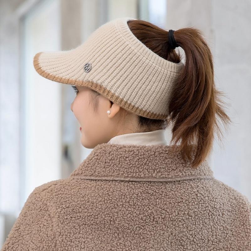 2022 Hats For Women Autumn Winter Sports Empty Top Caps Female Knitted Warm Baseball Cap Fashion Running Golf Sun Hat
