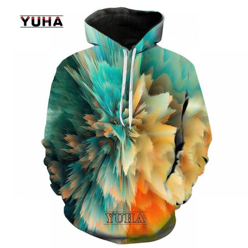 Spring Autumn 3D Geometric Children's Hoodie Dust splash tie dye pattern Men Hoodies Fashion Casual Men Women Sweatshirt Hoodie