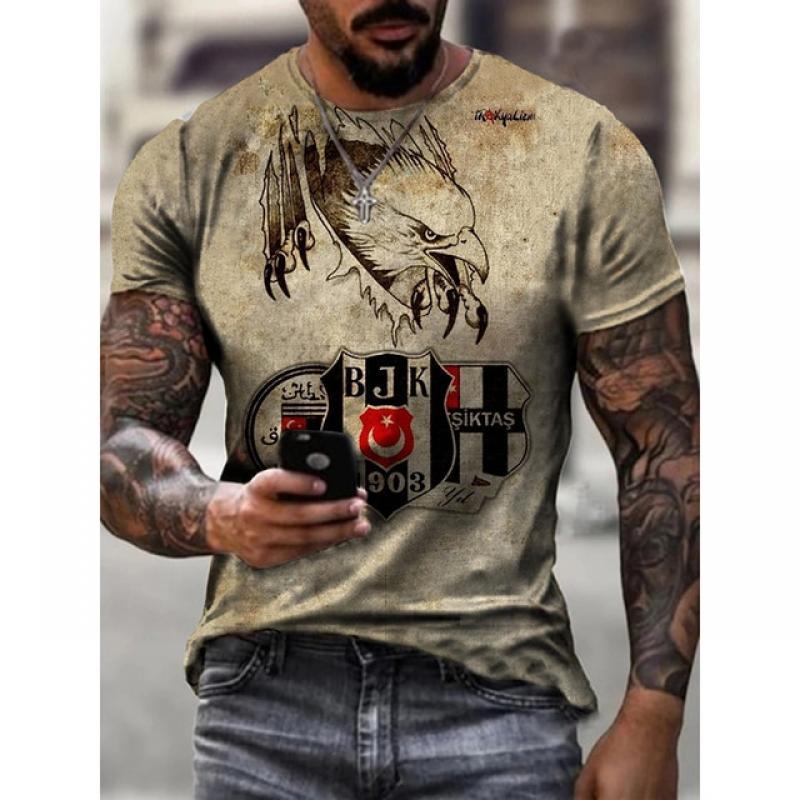 Summer Vintage Men's T-shirt Streetshirt 66-way 3D Printed T-shirt For Men Fashion Short Sleeves O-neck Oversized Male Clothing