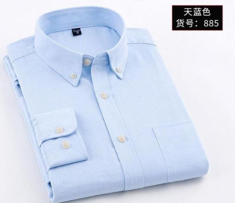 High Quality Men Oxford Shirts Spring Cotton 60%+40% Polyester Men's Casual-Fit Long-Sleeve Solid Pocket Oxford Shirt B0052