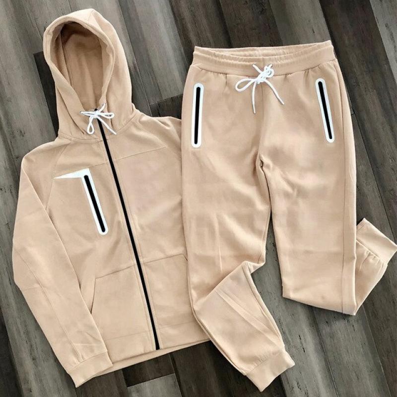 Autumn and winter new men's zipper sweater two-piece sports suit casual youth autumn and winter models