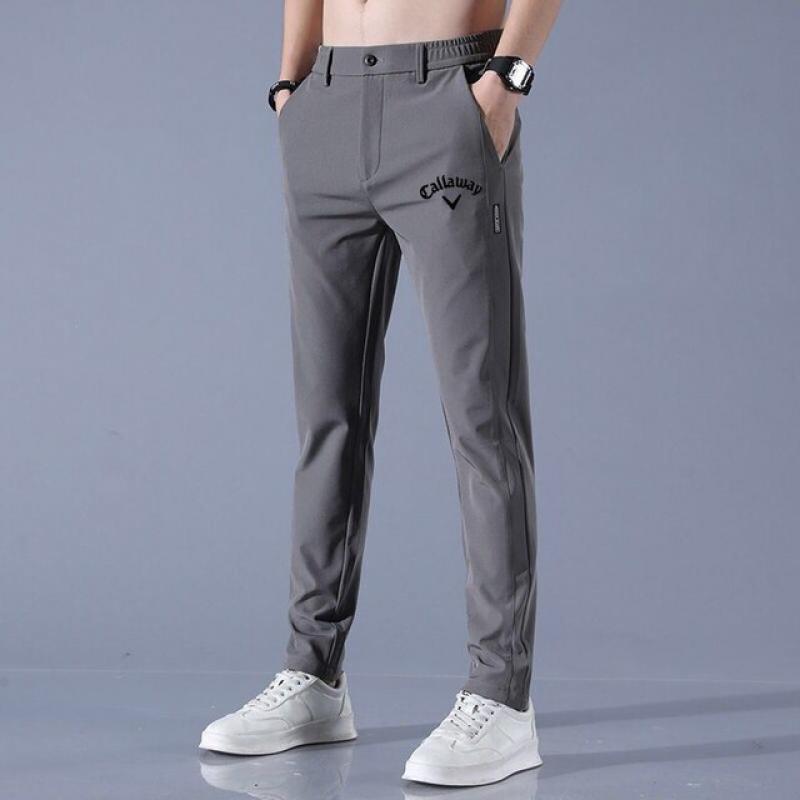 New Spring Summer  Pants Men Cotton Thin Elastic Drawstring Waist Beam Feet Light blue Loose Joggers Sports Cargo Trousers Male