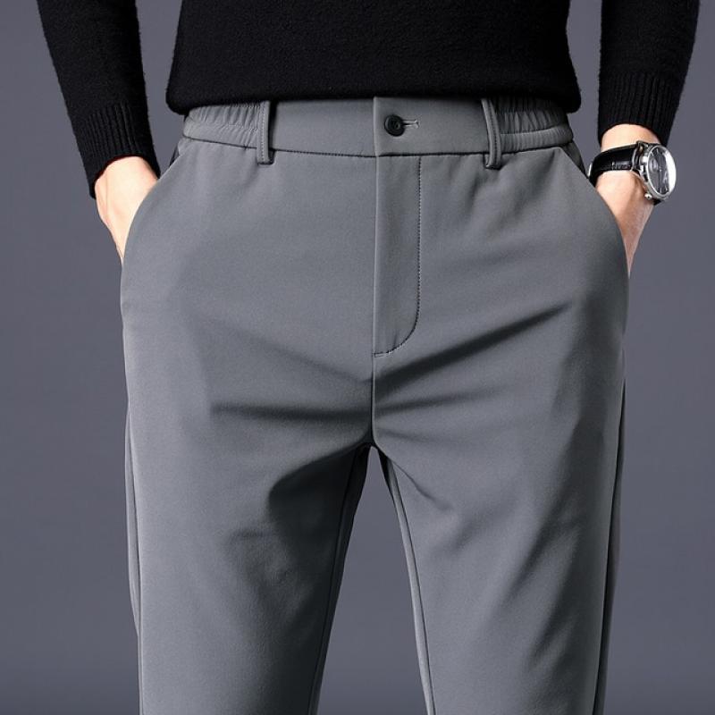 Summer Men's Casual Pants Thin Business Stretch Slim Fit Elastic Waist Jogger Korean Classic Blue Black Gray Brand Trousers Male