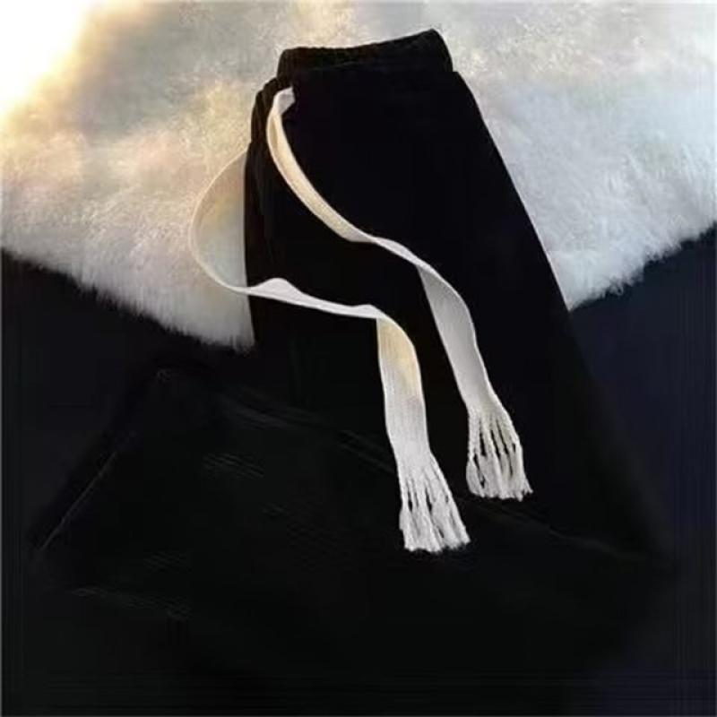 2022 Korean Corduroy Men Elastic Waist Wide Leg Pants Casual Sports Pants Trousers Male Streetwear Harem Pants Mens Trousers