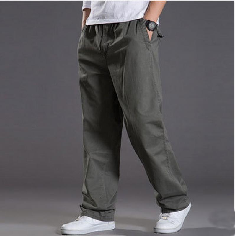 Mens Casual Cargo Cotton Pants Men Pocket Loose Straight Pants Elastic Work Trousers Brand Fit Joggers Male Super Large Size 6XL