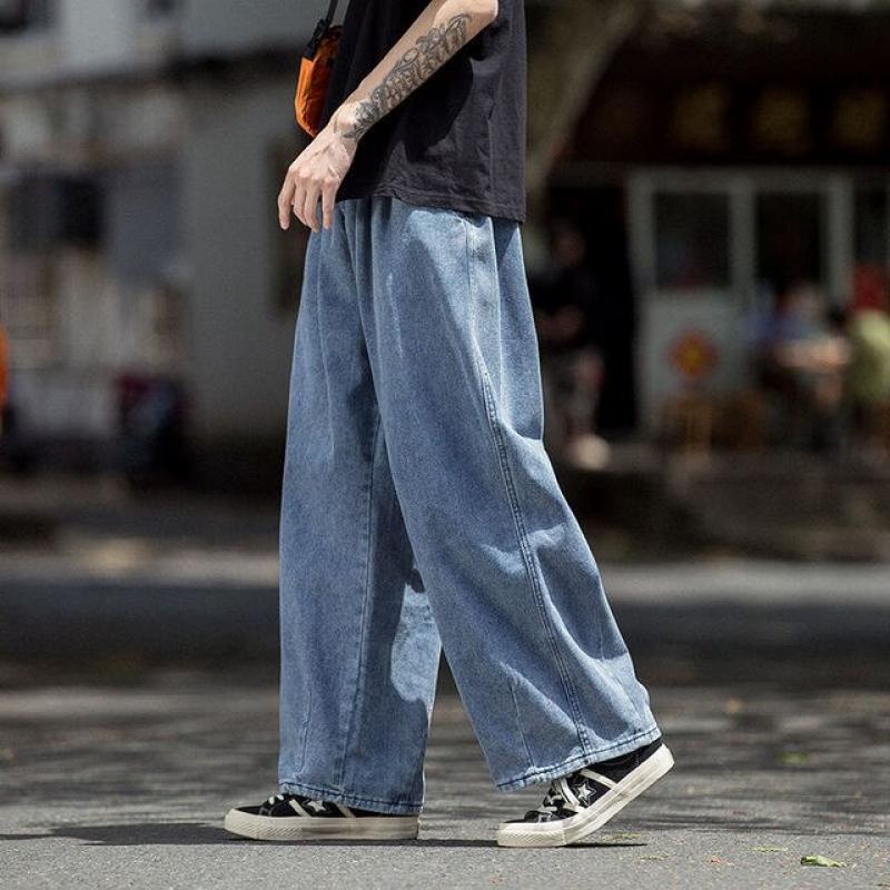 Men Jeans Wide Leg Denim Cargo Jean Pants Loose Straight Baggy Men's Jeans hip hop Streetwear Skateboard Neutral Denim Trousers