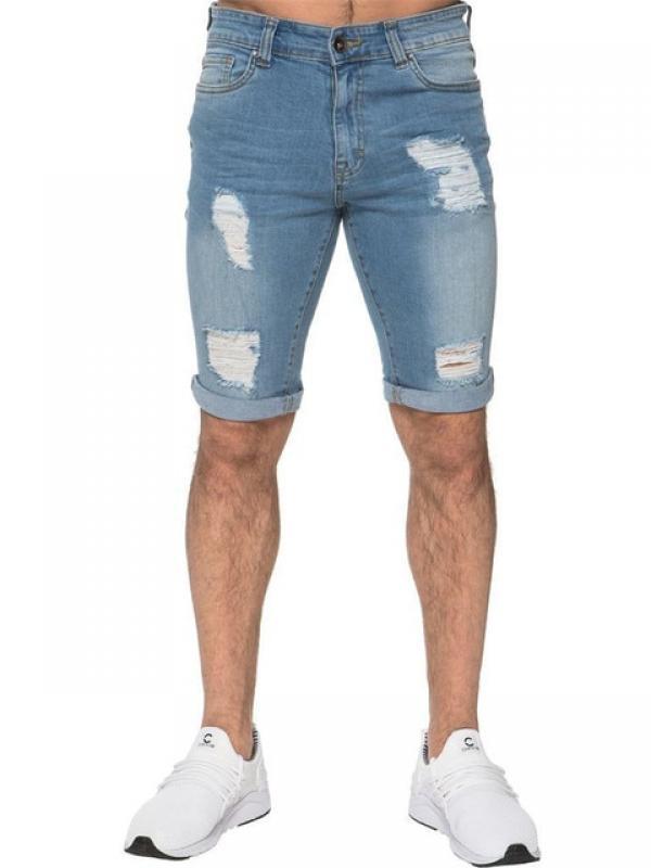 Summer New Fashion Casual Slim Fit Men's Stretch Short Jeans High Quality Elastic Denim Shorts