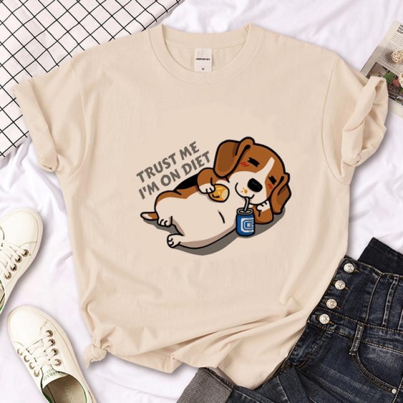 Beagle t-shirts women manga Tee girl Japanese designer funny clothes