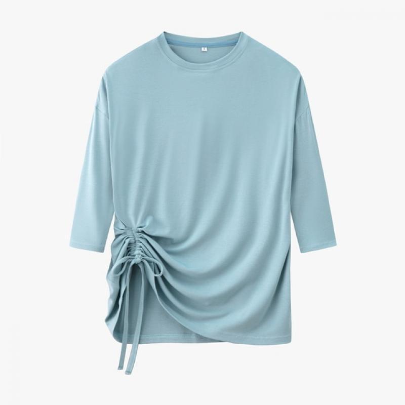 Fashion 2023 summer string T shirt soft and breathable modal fabric 3/4 sleeve woman clothes