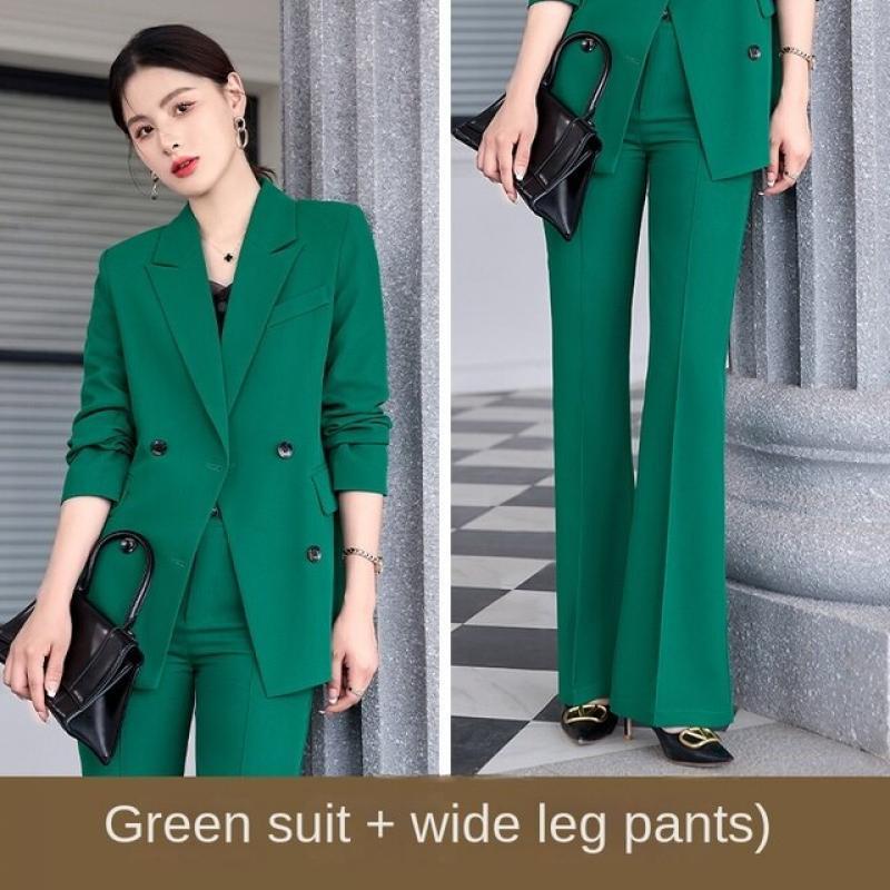 High-end sense orange suit women's autumn 2022 new long-sleeved double-breasted fashion temperament age-reducing small suit