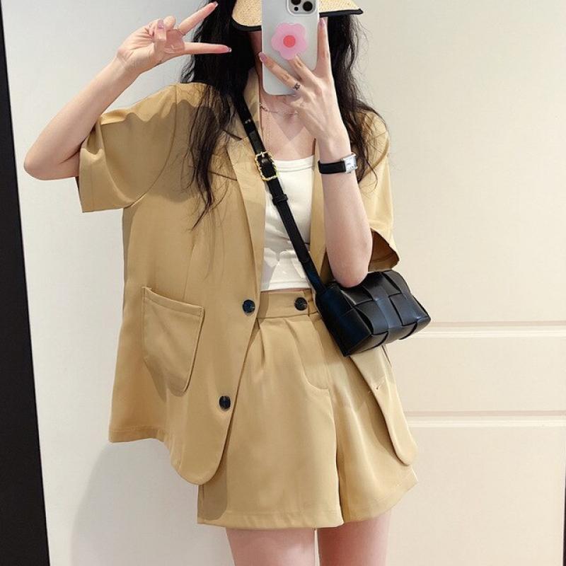 2023 Korean New Fashion Loose Formal Dress Premium Short Sleeve Short Sleeve Shorts Jacket Skirt Suits