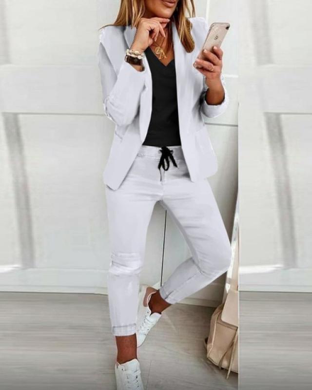 Casual Fashion Small Suit Women's Wear Korean Formal Ladies Blazer Women Business Suits with Set Work Office Casual Pants Jacket
