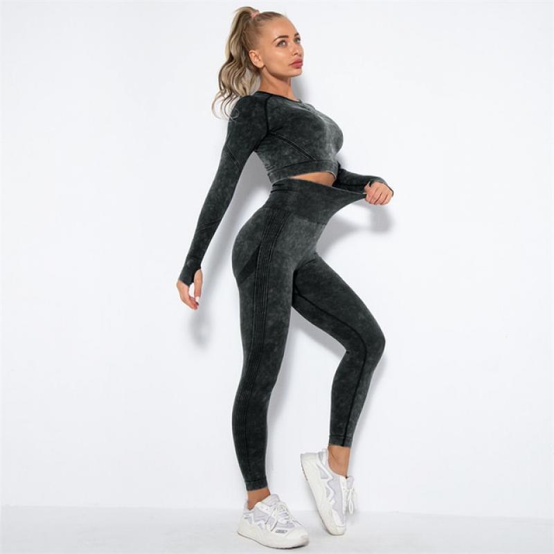 CHRLEISURE Sports 2 Pcs Sets High Waist Push Up Women Tracksuits Fitness Running Gym Sets Sportwear Female Leggings Suits Outfit