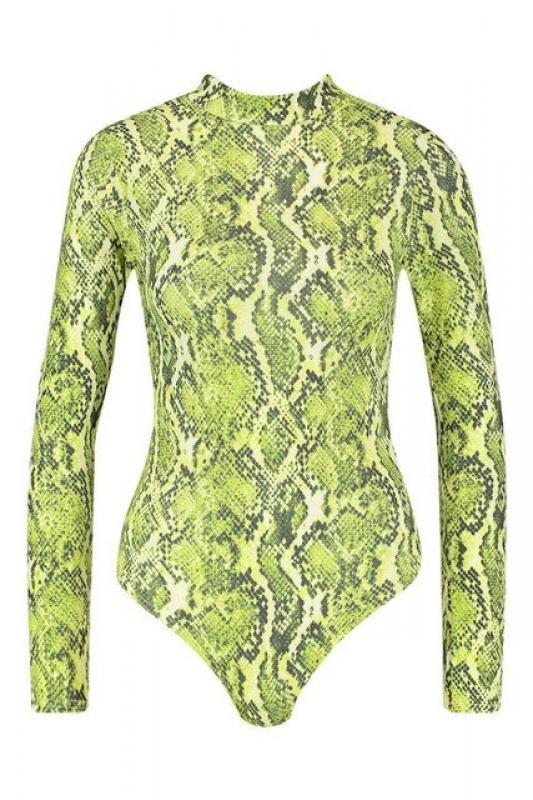 Sexy Hot Women Long Sleeve Turtleneck Bodycon Slim Romper Tops Snake Skin Print Clubwear Party Jumpsuit Leotard Outwear New