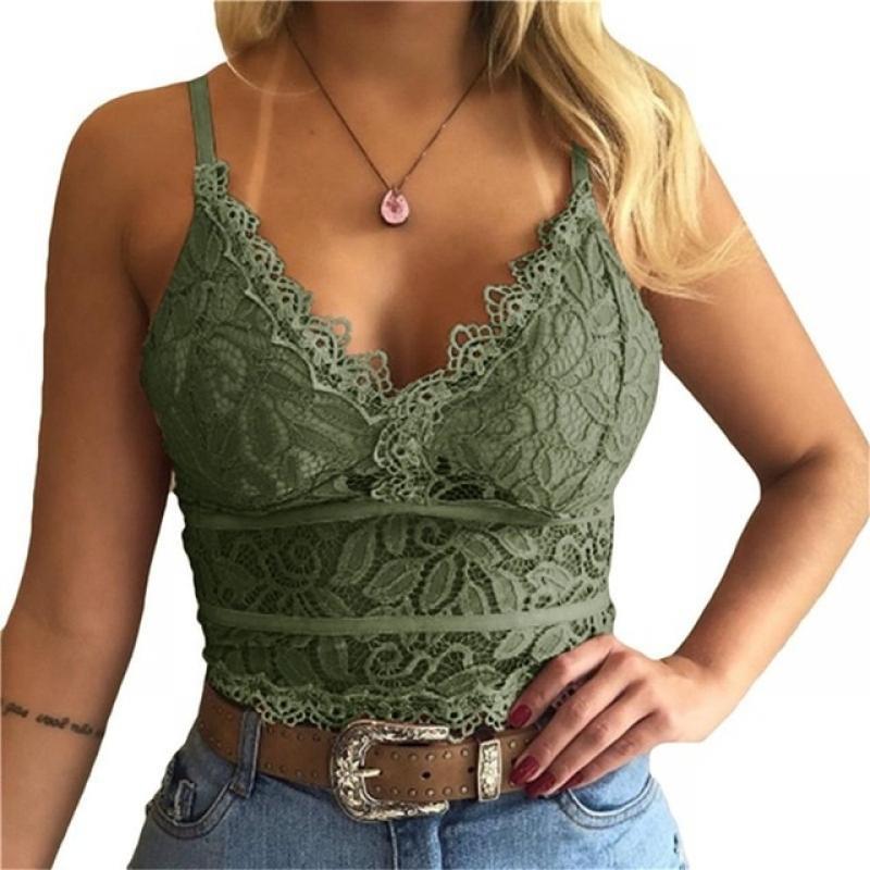 Ladeis Y2K Crop Tops Backless Sexy Spaghetti Strap Camisoles Women Solid Color V Neck Lace Paytchwork Camis