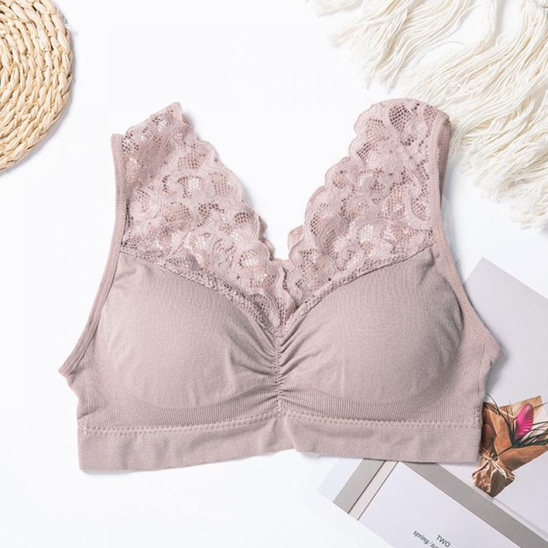 Women's underwear Breathable lace lace camisole style breasttop primer inside build Gather padded bra seamless Plus size bra top