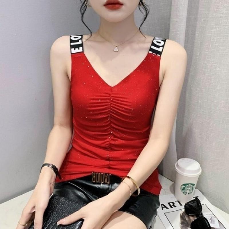 #5338 Sexy Club Short Crop Top Women V-neck Tight Top Cropped Sexy Club Streetwear Outerwear Crop Top Femme Folds Elastic Mesh