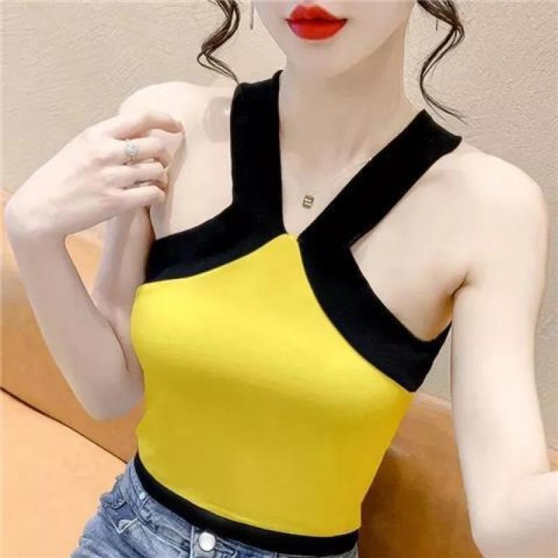 Pure desire sexy hot girl hit color ice silk camisole female summer inner wear bottoming shirt tube top short top trendy