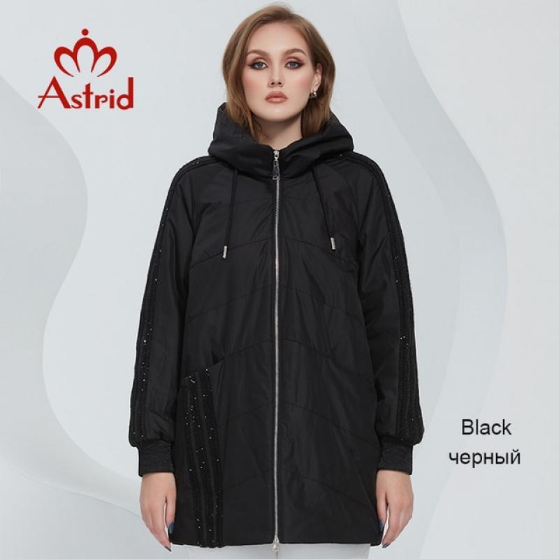 Astrid 2022 Spring Women's Parkas Oversize Padded Coats Hooded Fashion Wool Textile Stitching Jacket Outerwear Quilted AM-10122