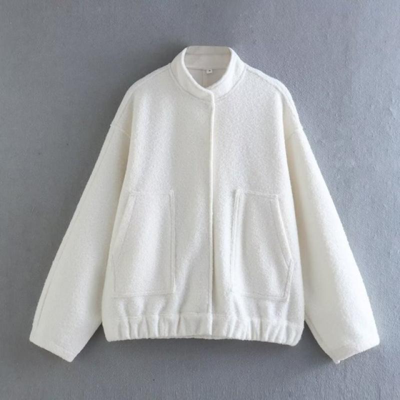 Women's Casual Loose Bomber Jacket 2023 NEW Spring Warm Women's fashion coat With Pockets Fashion Plush Solid Female Outwear