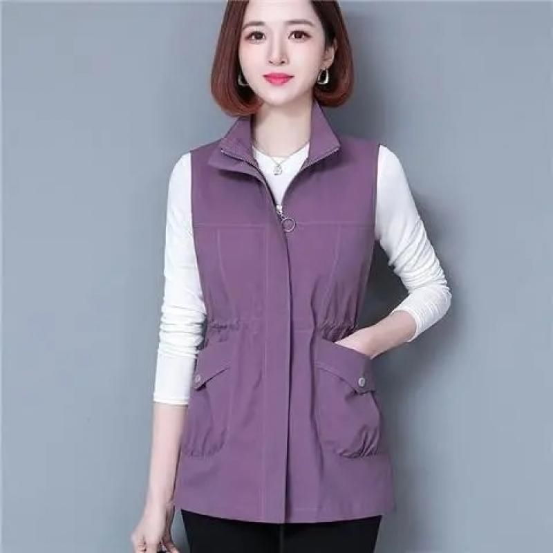 Oversize 4xl Slim Waist Women's Vest Casual Solid Color Sleeveless Jackets Lapel Classic Chalecos Mujer 2023 Spring Summer Tops