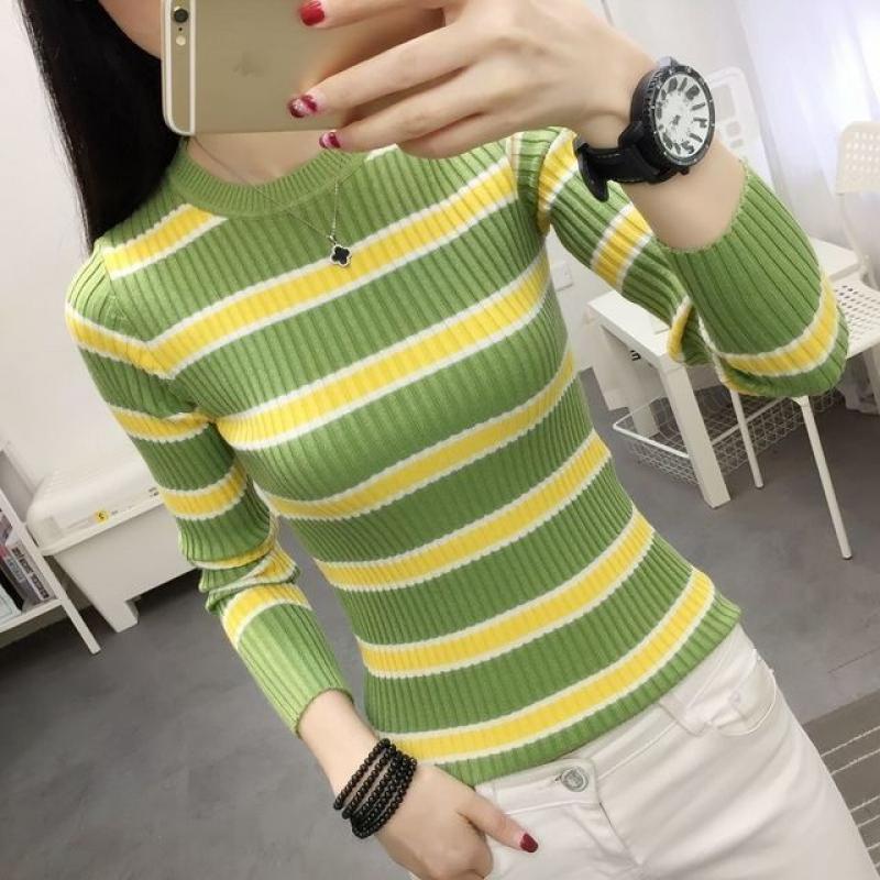 Fashion O-Neck Knitted Spliced All-match Striped Sweater Women's Clothing 2022 Autumn New Casual Pullovers Loose Korean Tops