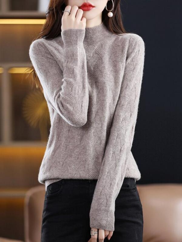 Turtleneck Sweaters Winter Tops for Women Knitwears Pullover Cashmere Female Clothing 100% Wool Long Sleeve Knit Fashion Jumpers