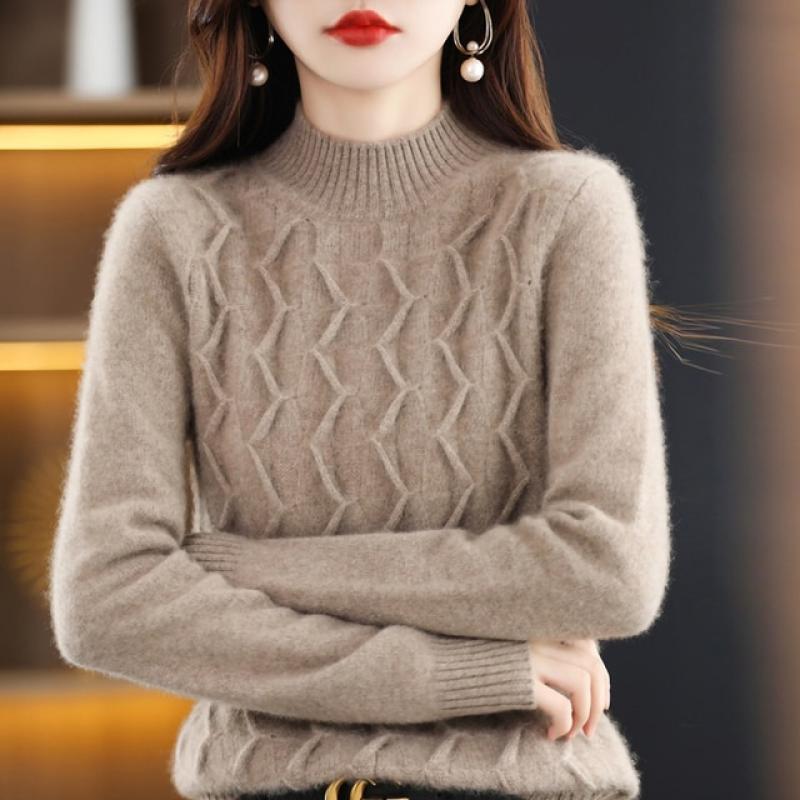 LONGMING Sweater Knitwears Merino Wool Pullovers Women Sweater Cashmere Knit Tops 2023 Winter Autumn Jumpers Korean Fashion Traf