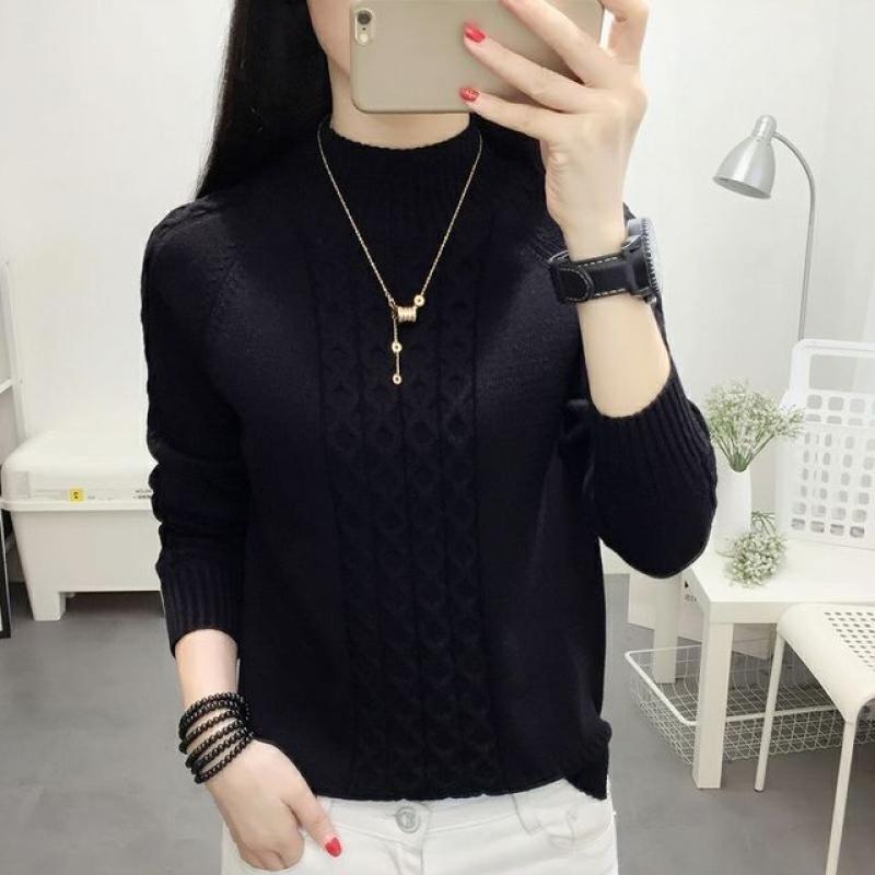 Fashion Stand Collar Knitted Solid Color Sweater Women's Clothing 2022 Autumn New Casual Pullovers All-match Korean Tops