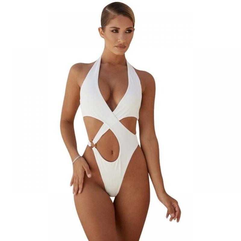 One-Piece Swimsuit for Women Sexy Cut-out Swimwear Halter Bikinis Cross-Front Bathing Suit Hollow Backless Swimwear Brazilian