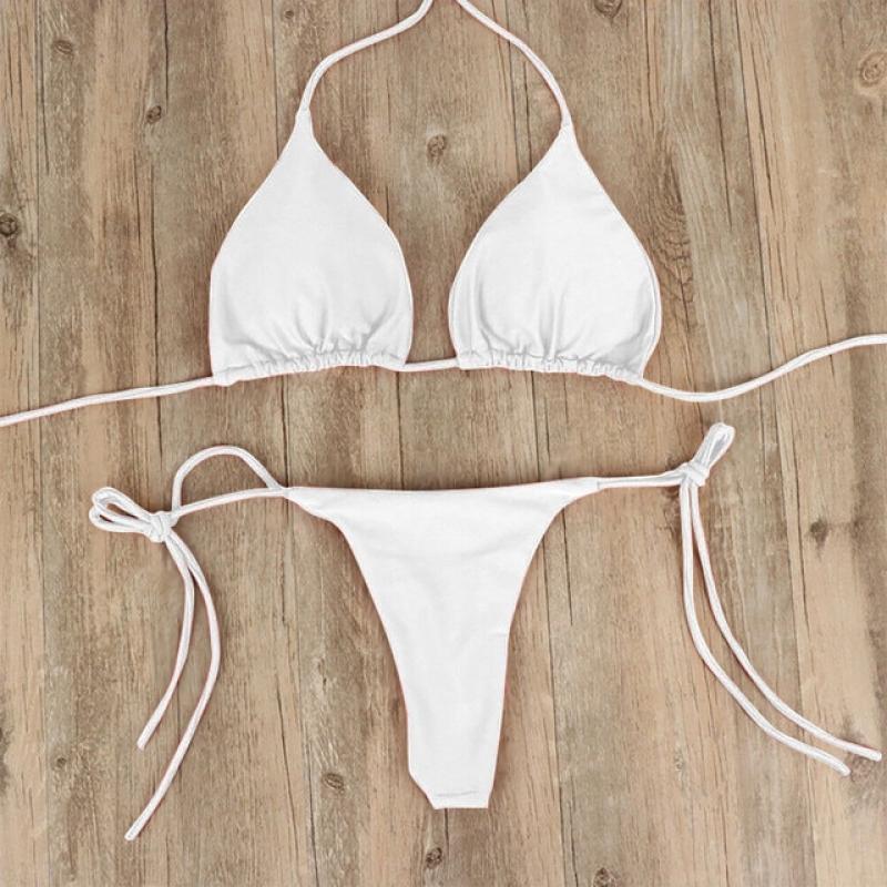 Solid Ladies Bikini Set New Fashion Women's Swimsuit Sexy Simple Transparent Strap Biquini Set Casual Thin Slim Beachwear 2022