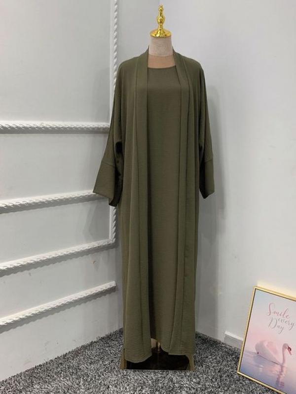 Ramadan Eid Djellaba Suits Abaya Dubai Two pieces Muslim Sets Dress Abaya Dubai Turkey Muslim Islam Abayas With Belt WY604