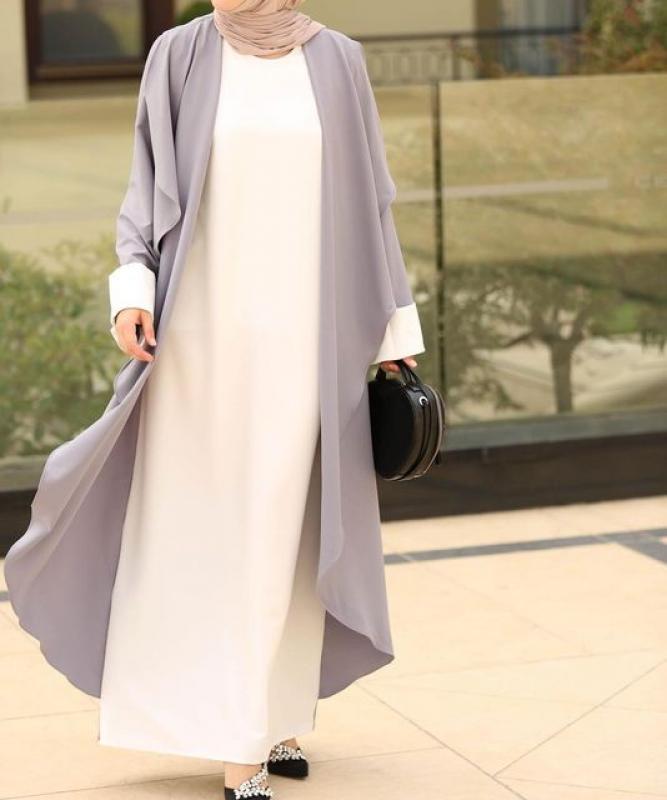 Middle East women's abaya fake two pieces of color patchwork loose long smock muslimabaya clothing